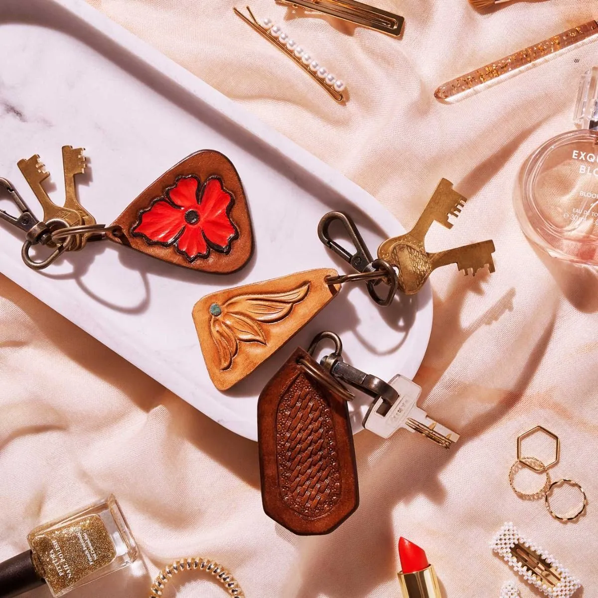 Crimson Flower Keychain sold by Myra Bag product image thumbnail 3