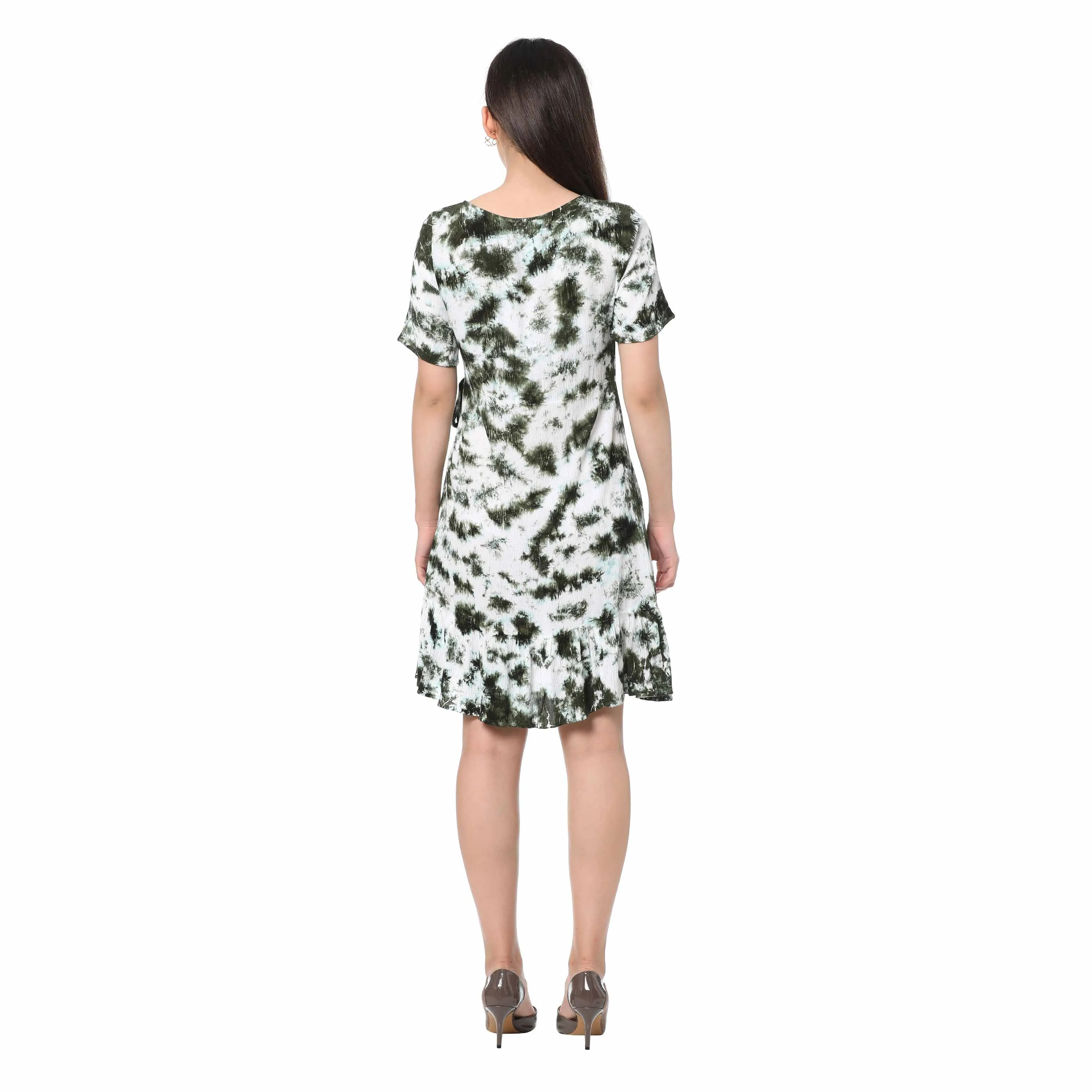 Sprinkled Green Wrap Dress sold by Myra Bag product image thumbnail 3