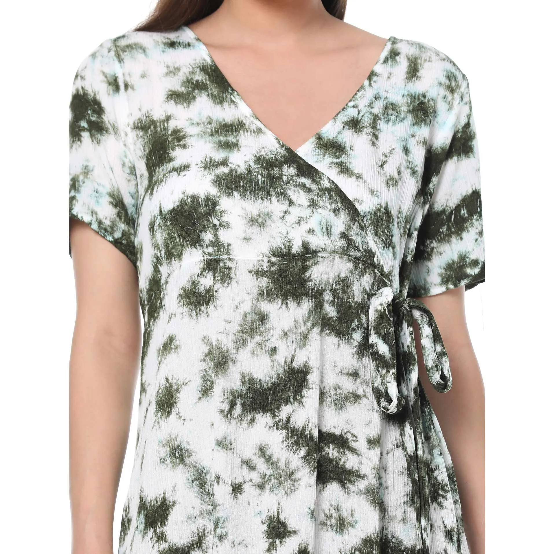 Sprinkled Green Wrap Dress sold by Myra Bag product image thumbnail 4