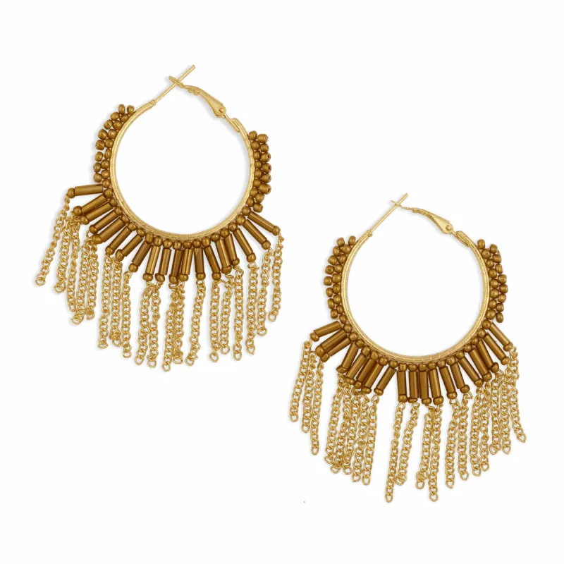 Gold Dangling Earrings made by Myra Bag