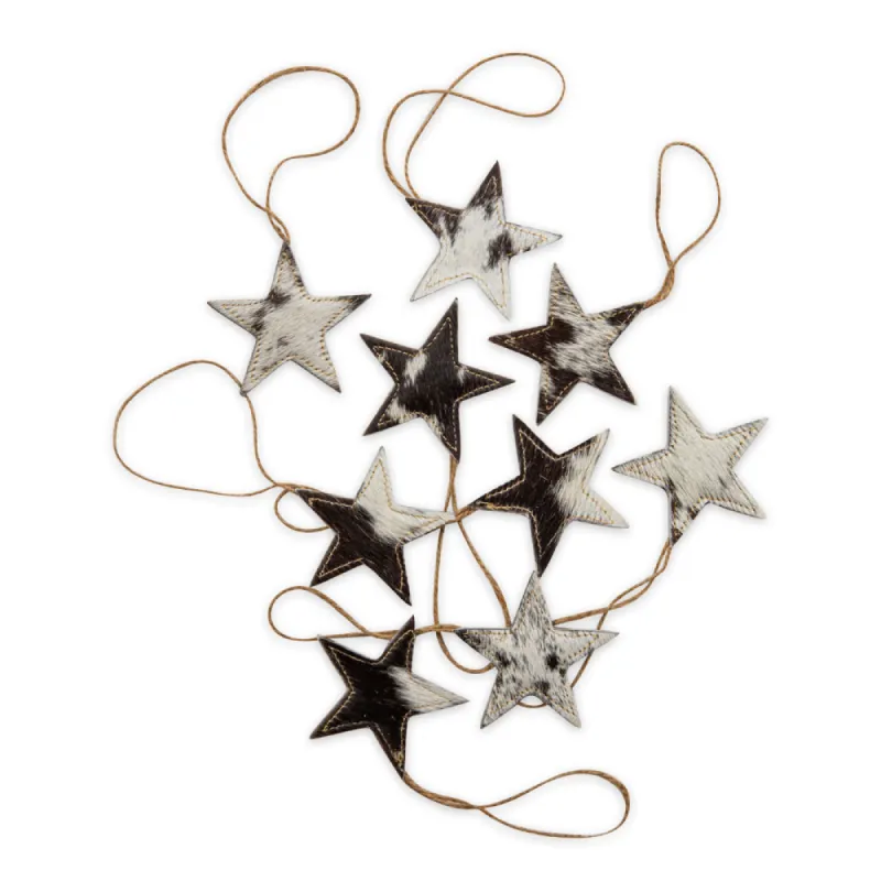 Christmas Star Hair-On Hide Ornament Set In Black sold by Myra Bag