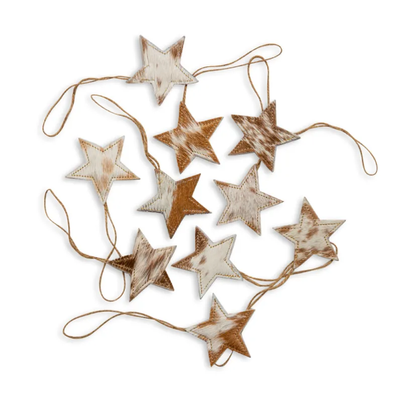 Christmas Star Hair-On Hide Ornament Set In Brown sold by Myra Bag