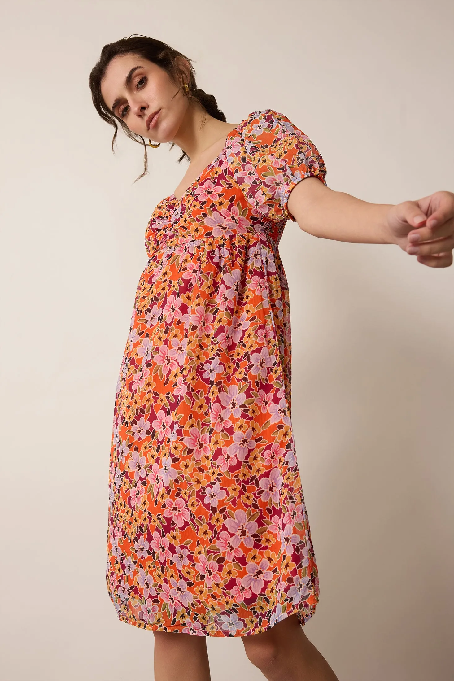 Peony Passion A-Line Dress In Orange sold by Myra Bag product image thumbnail 2