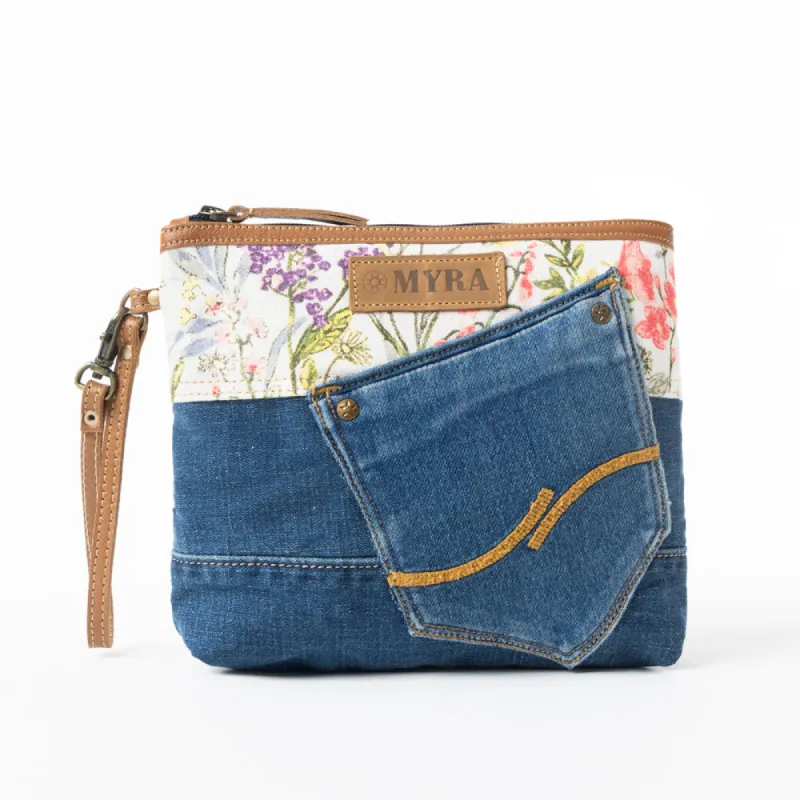 Dahlia Denim Clutch Bag sold by Myra Bag