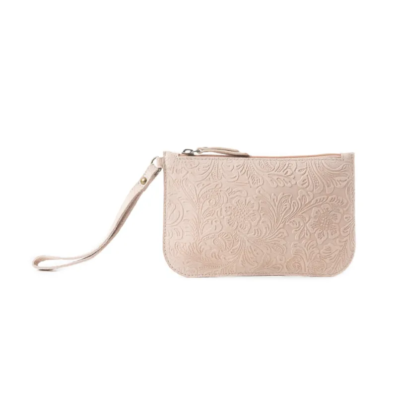 Heritage Scroll Clutch Bag In Beige sold by Myra Bag