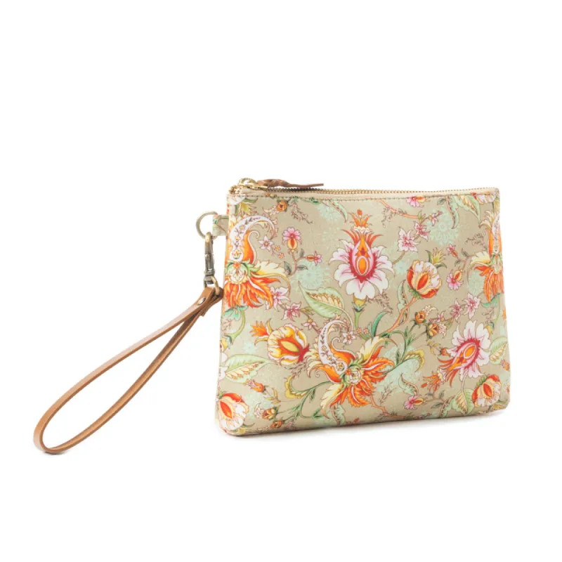 Peace & Serenity Blossoms Clutch Bag In Beige sold by Myra Bag