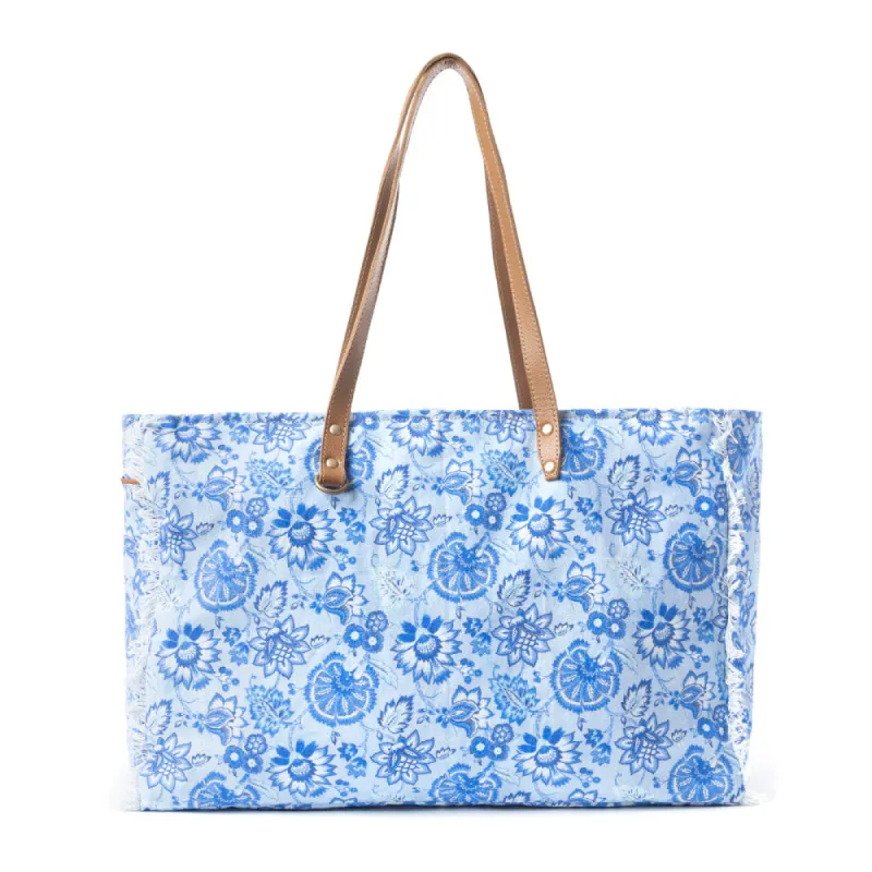 Delft Garden Weekender Weekender Bag In Blue sold by Myra Bag