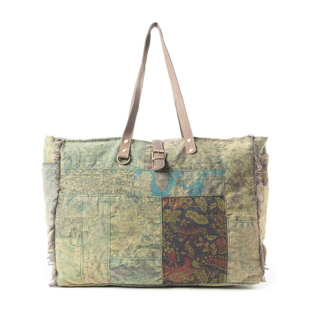 Fern Grove Patchwork Weekender Bag sold by Myra Bag