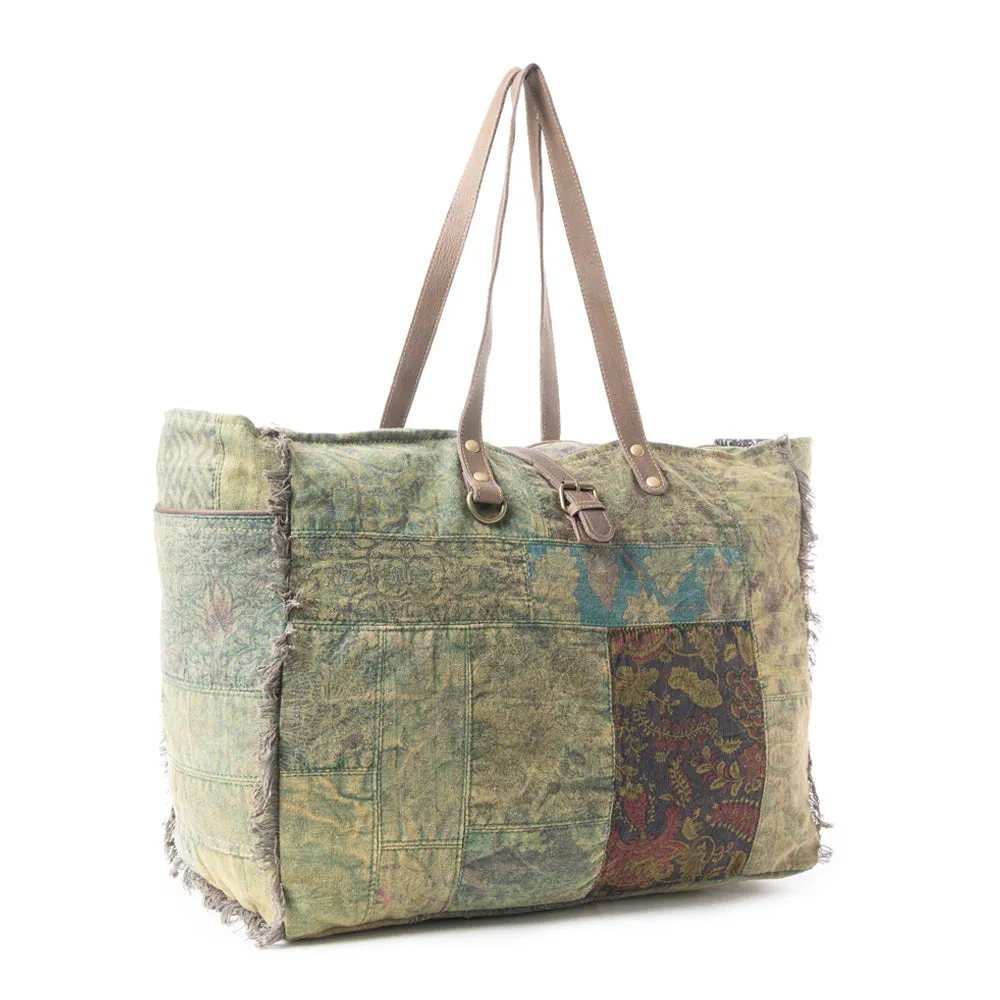 Fern Grove Patchwork Weekender Bag sold by Myra Bag product image thumbnail 2