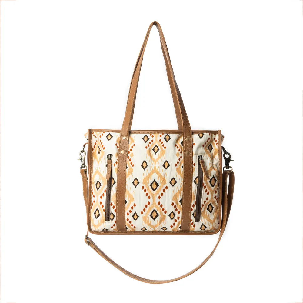 Mesa Flight Tote Bag In Brown & Yellow sold by Myra Bag product image thumbnail 3