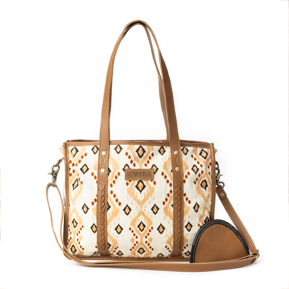 Mesa Flight Tote Bag In Brown & Yellow sold by Myra Bag product image thumbnail 4