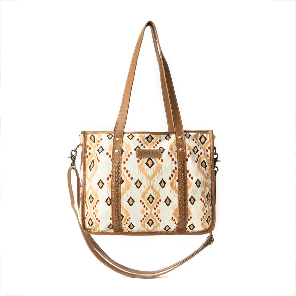 Mesa Flight Tote Bag In Brown & Yellow sold by Myra Bag