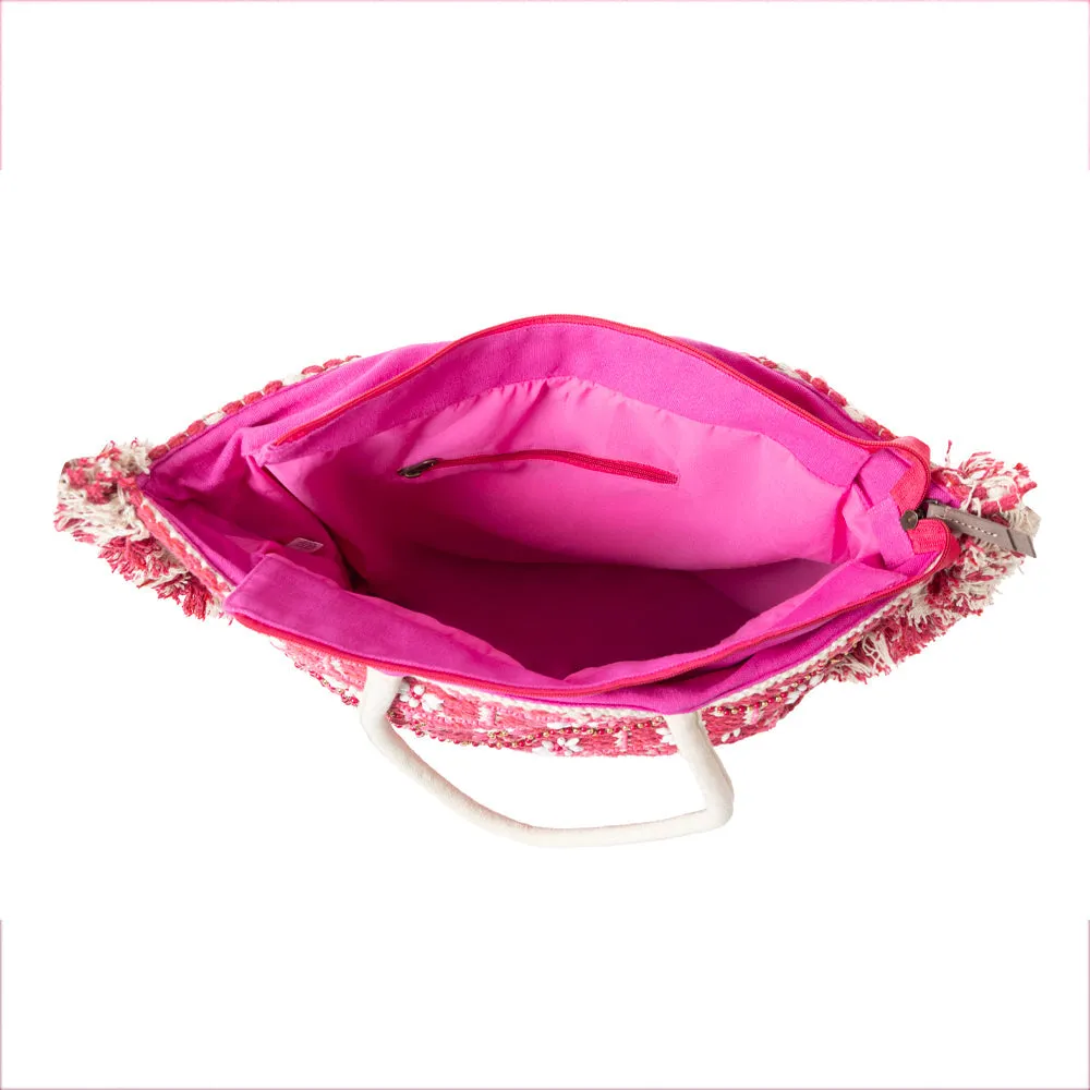 Garden Lattice Carryall Tote Bag In pink sold by Myra Bag product image thumbnail 4