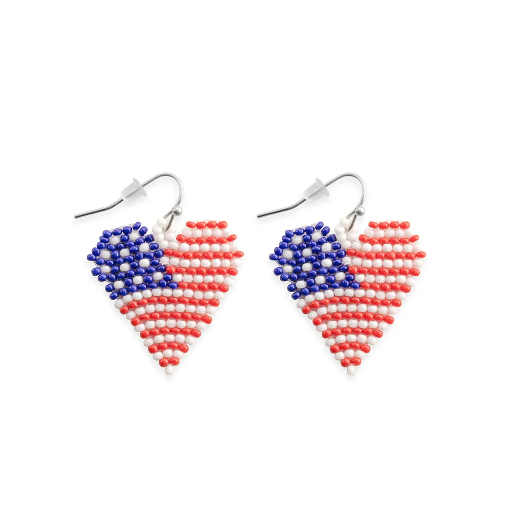 Flag Heart Beaded Earrings sold by Myra Bag