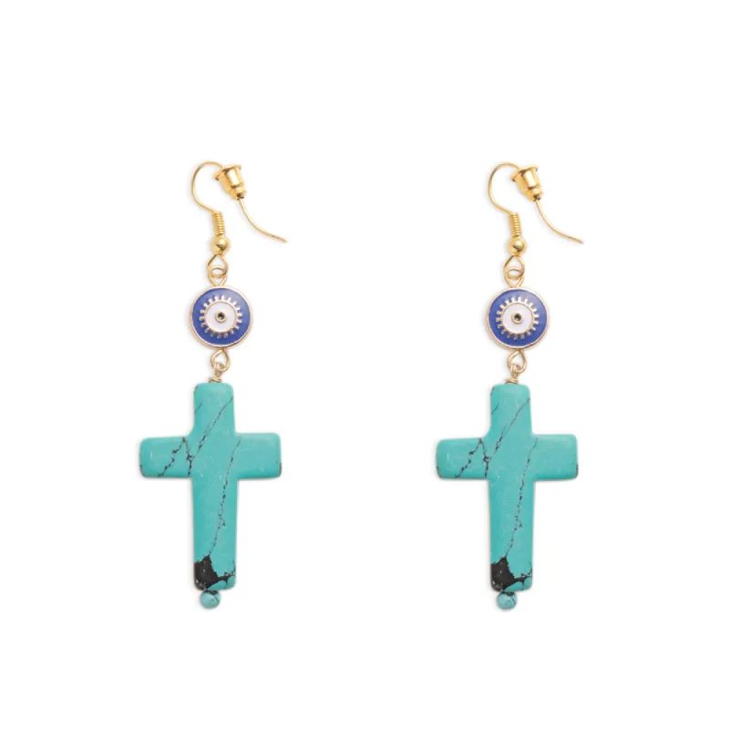 Turquoise Cross Earrings sold by Myra Bag