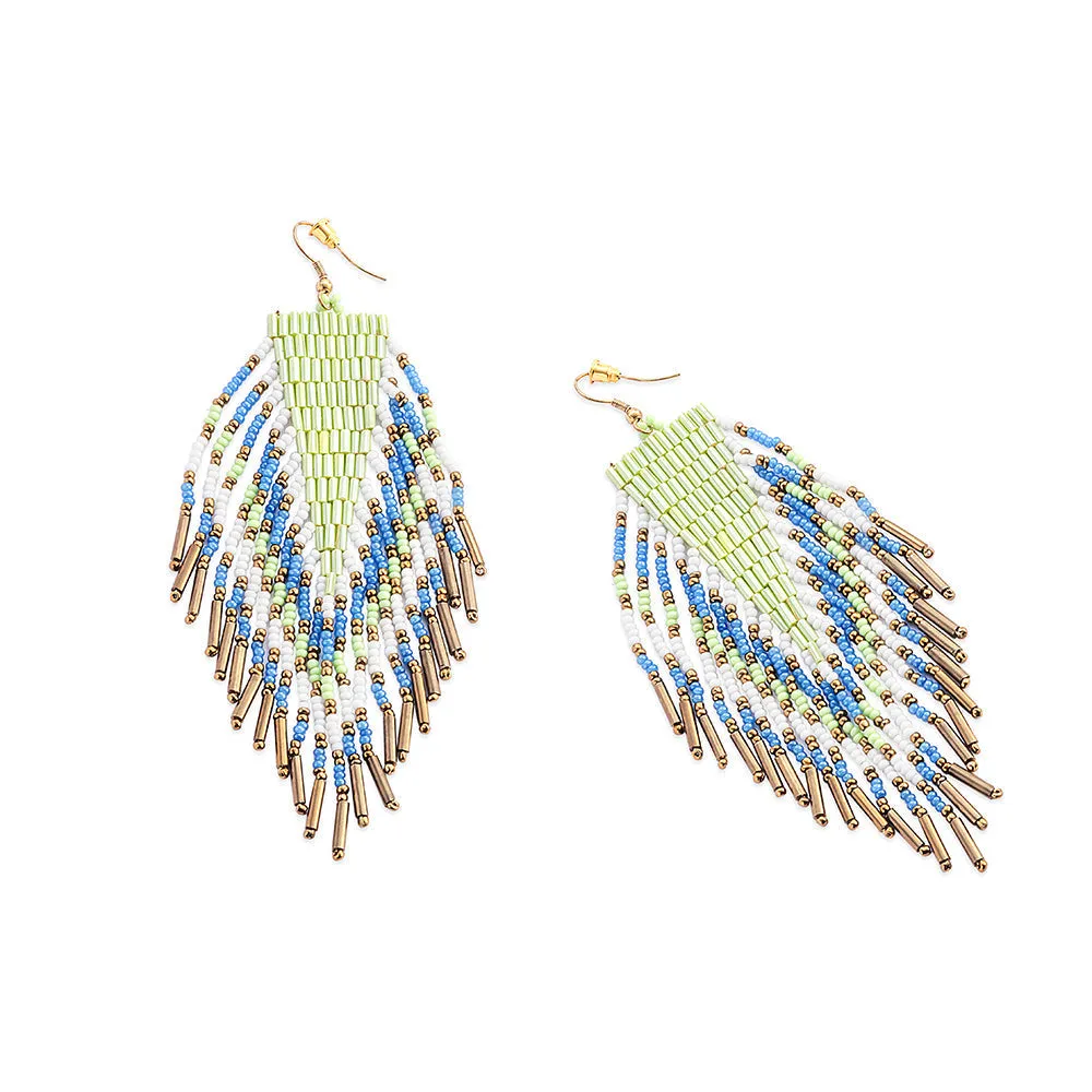 Heritage Feather Beaded Earrings sold by Myra Bag
