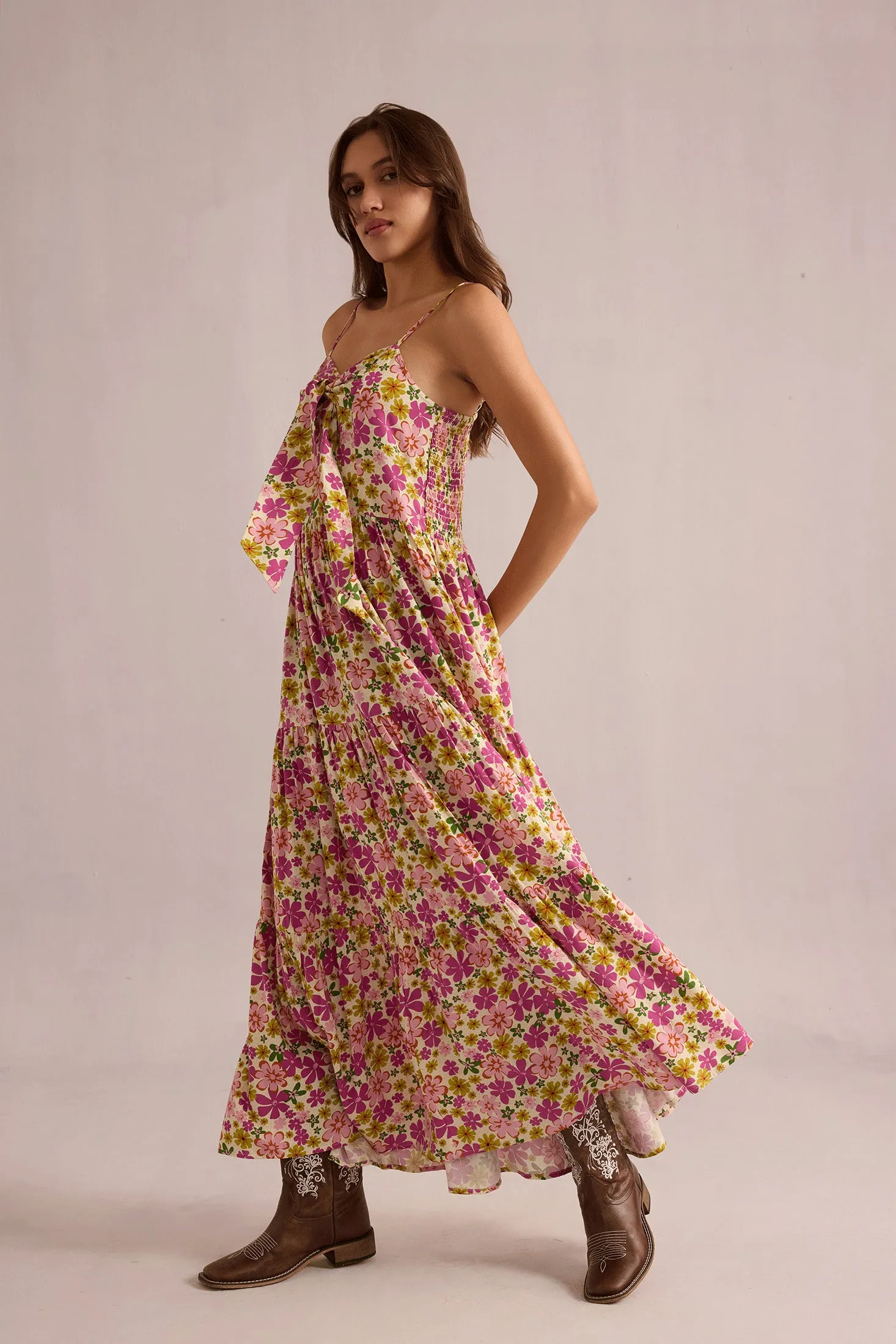 Jocelyn Joy Floral Dress In Pink sold by Myra Bag product image thumbnail 2