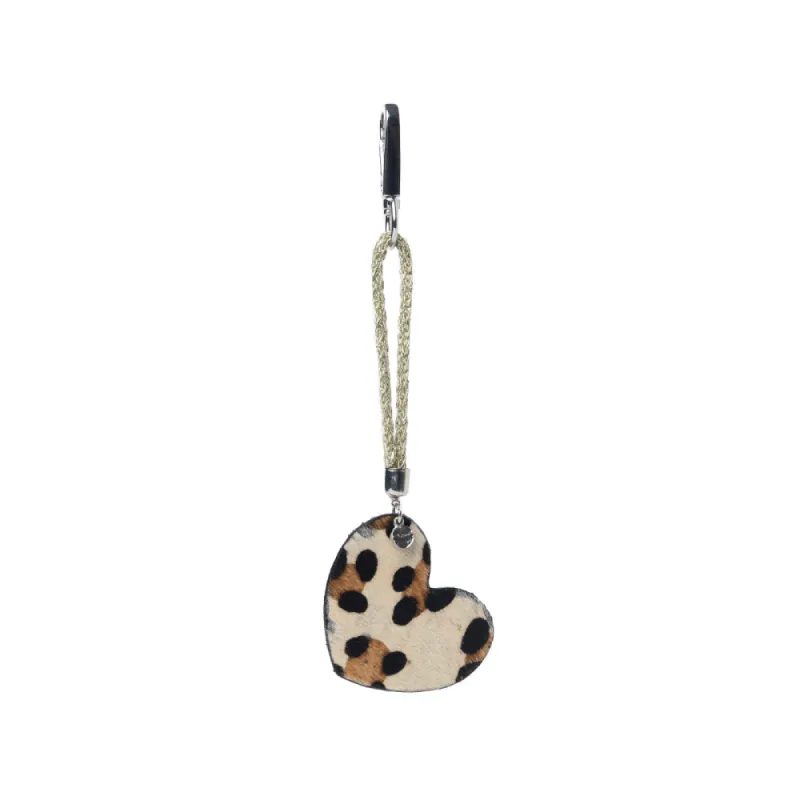 Pearls Hold My Heart Bag Charm In Brown and Black sold by Myra Bag