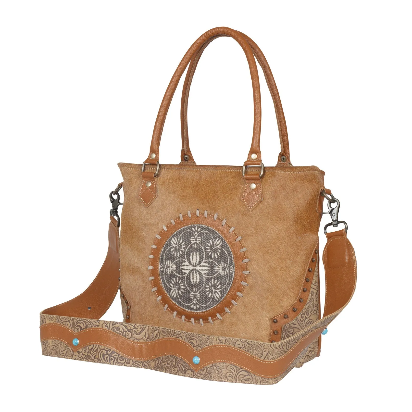 Vintage Cottegecore Leather & Hairon Bag sold by Myra Bag product image thumbnail 2