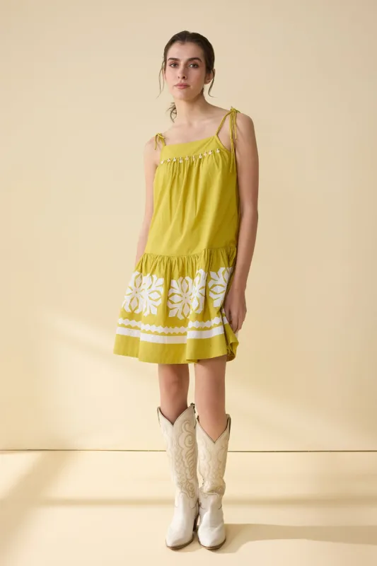 Marigold Muse Accent Dress In Olive Green sold by Myra Bag