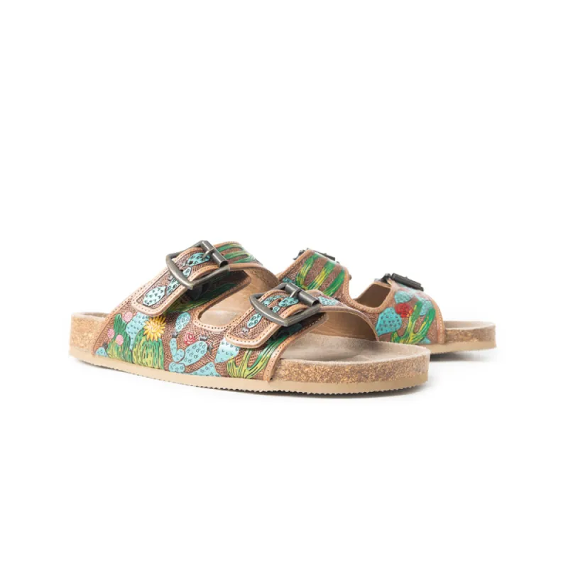 Falling Feather Sandals In Green and Brown sold by Myra Bag