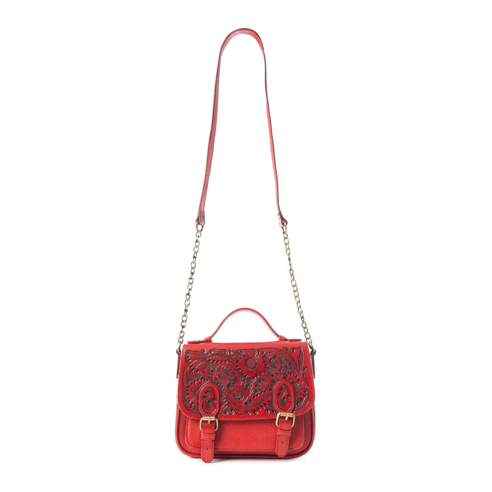 Sapphire Scroll Shoulder Bag In Red sold by Myra Bag