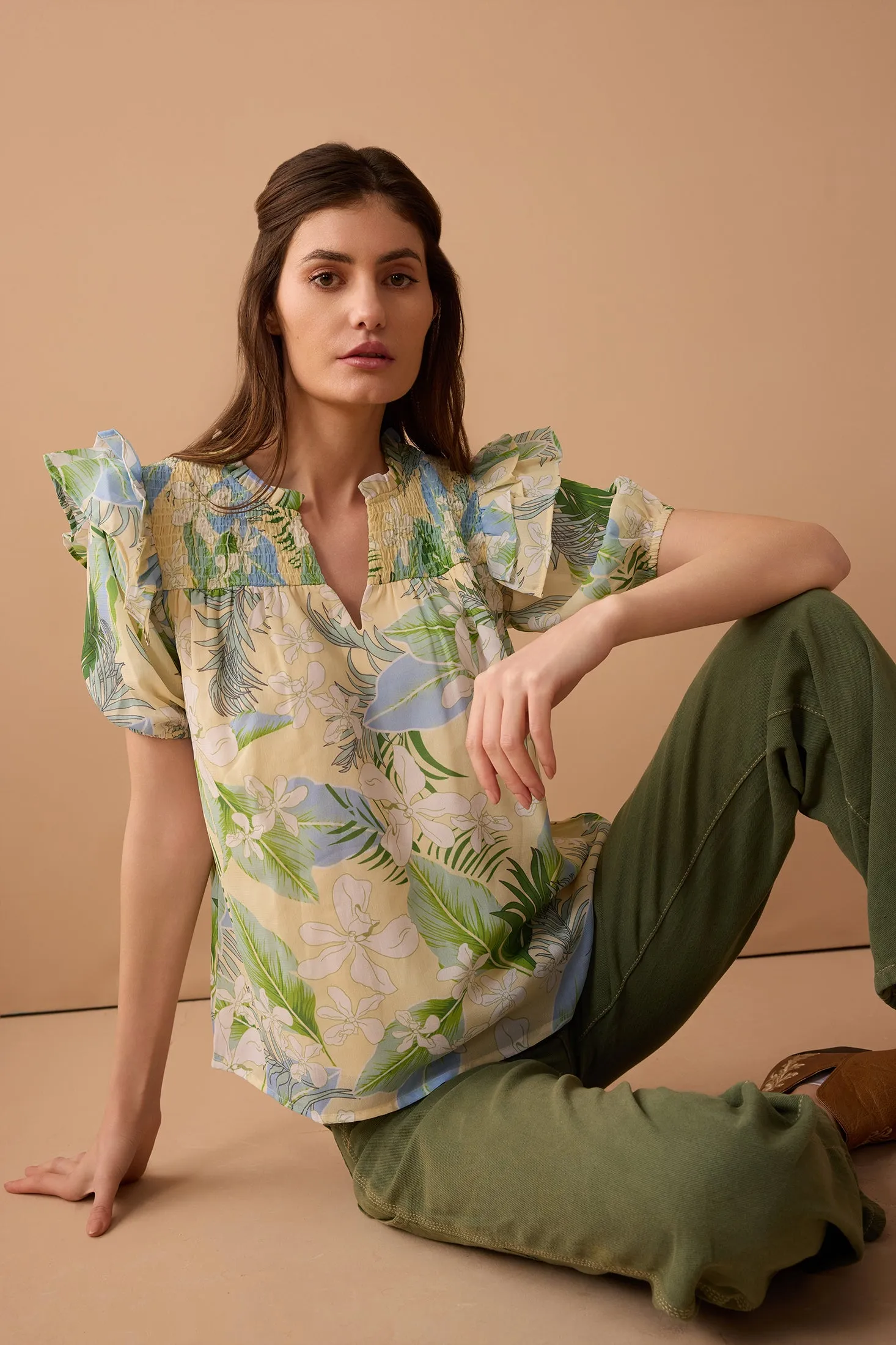 Laura Lee's Print Top In Yellow sold by Myra Bag product image thumbnail 2