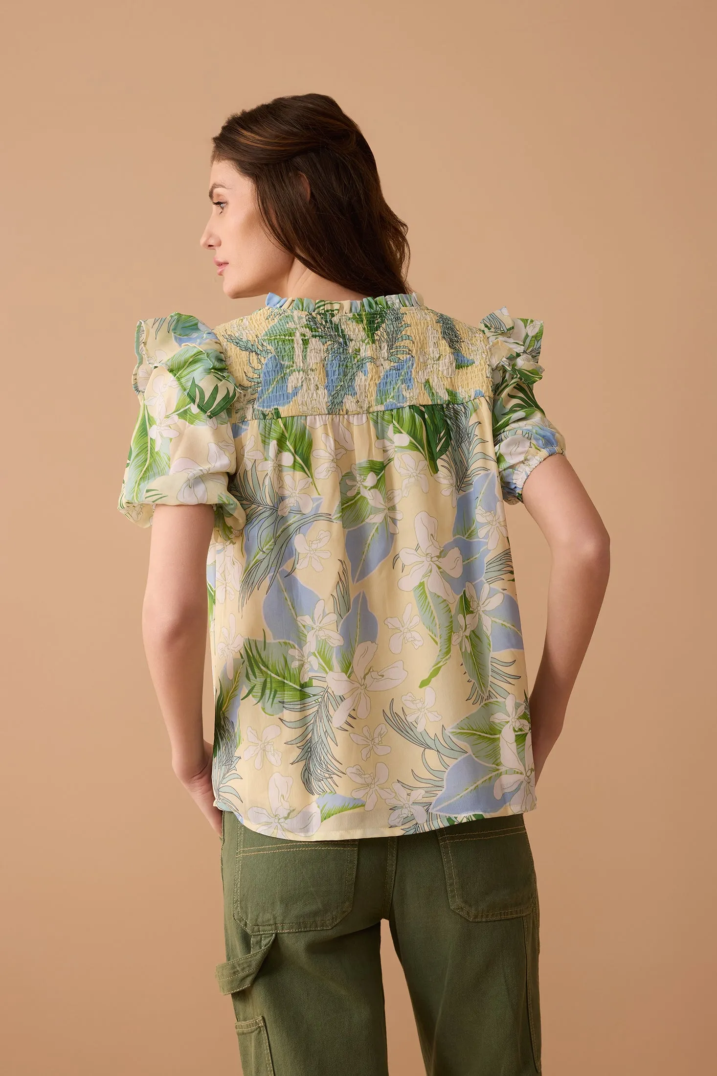 Laura Lee's Print Top In Yellow sold by Myra Bag product image thumbnail 3