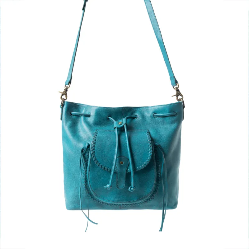Mika Saddle Bucket Bag In Blue made by Myra Bag