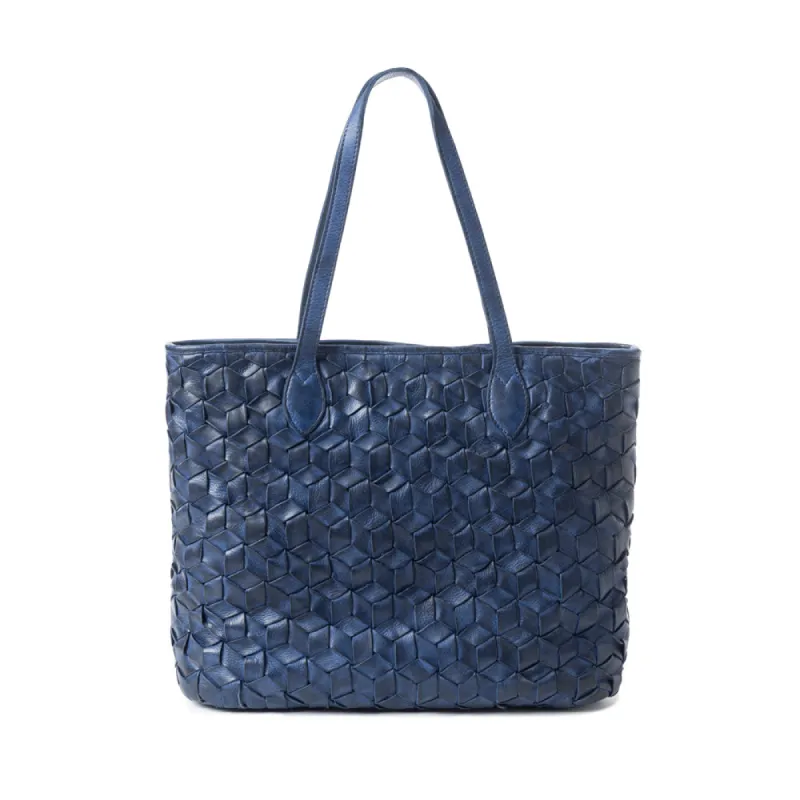 Aqua Prism Market Tote Bag In Dark Blue sold by Myra Bag