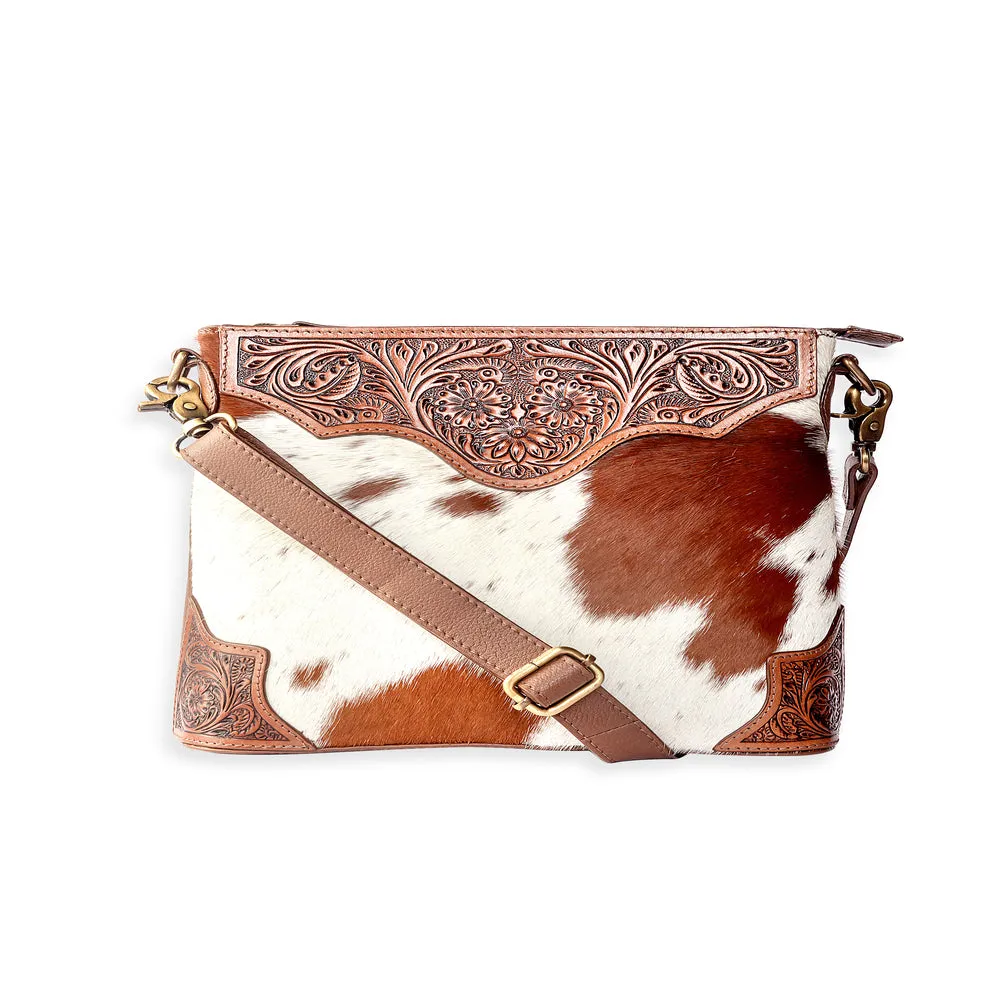 Glorious Rangelands Crossbody Bag In Brown And White sold by Myra Bag