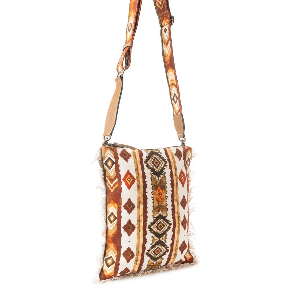 Beautiful Tapestry Crossbody Bag In Brown & White sold by Myra Bag product image thumbnail 2