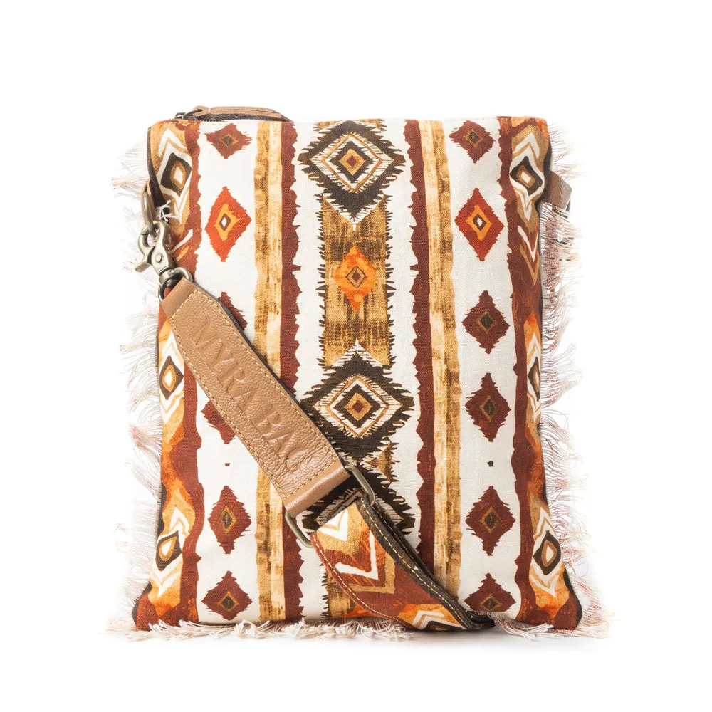Beautiful Tapestry Crossbody Bag In Brown & White sold by Myra Bag