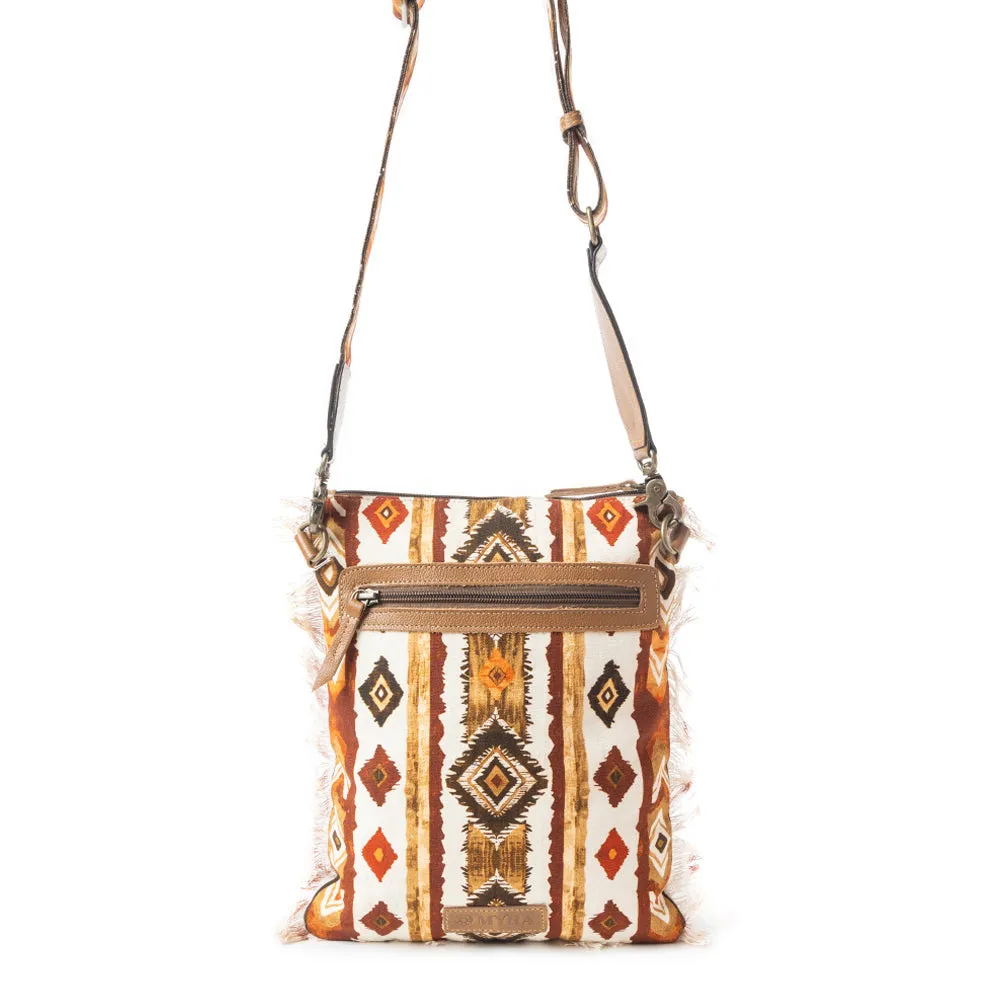 Beautiful Tapestry Crossbody Bag In Brown & White sold by Myra Bag product image thumbnail 5