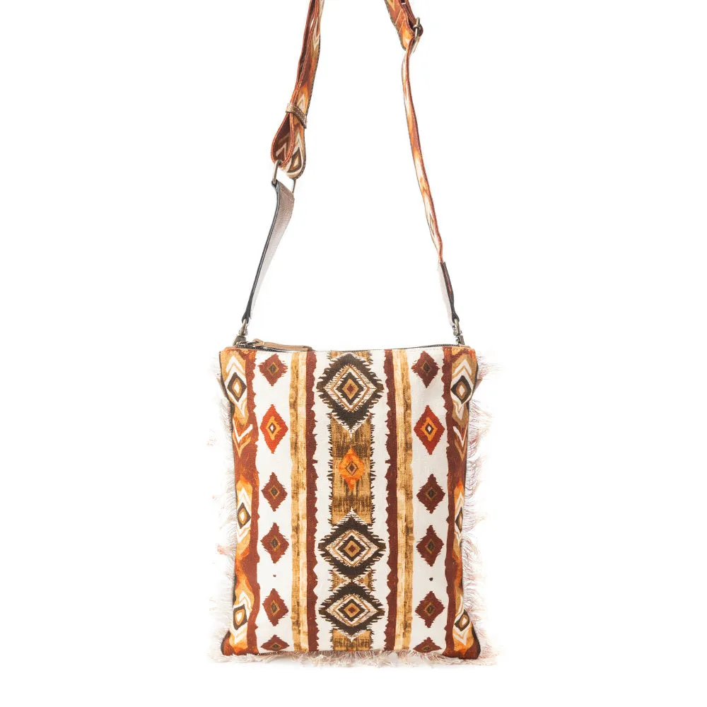 Beautiful Tapestry Crossbody Bag In Brown & White sold by Myra Bag product image thumbnail 3