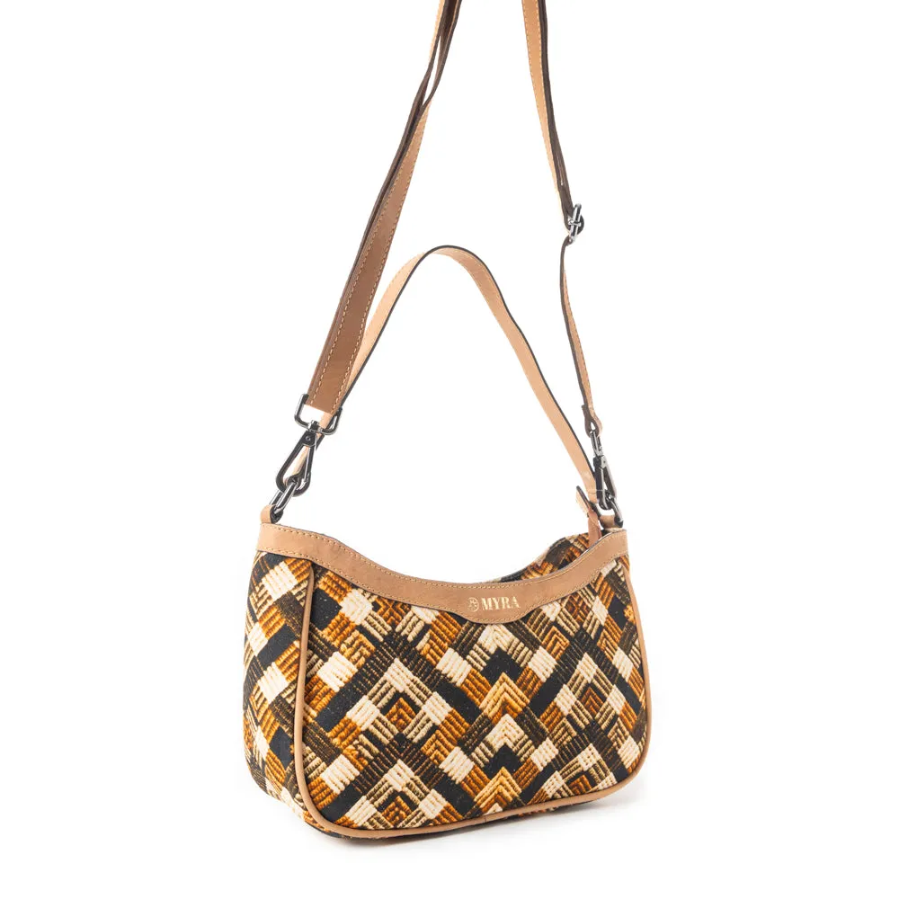 Harvest Chevron Crossbody Bag In Brown sold by Myra Bag product image thumbnail 4