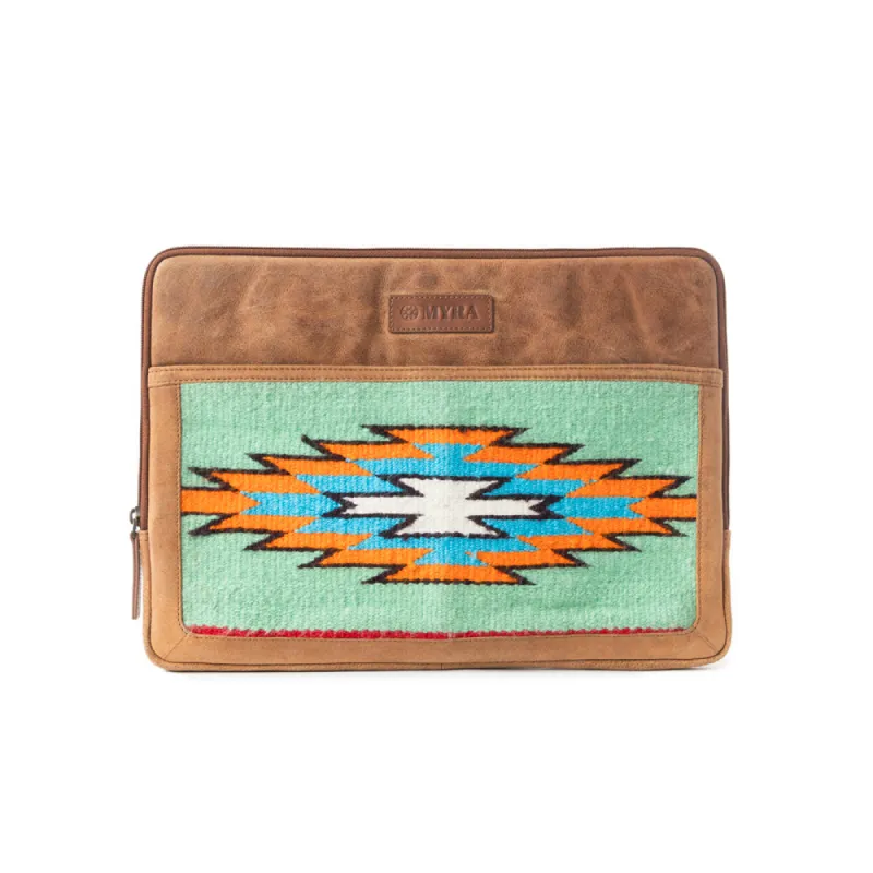 Minerva Prairie Laptop Case In Green And Brown sold by Myra Bag