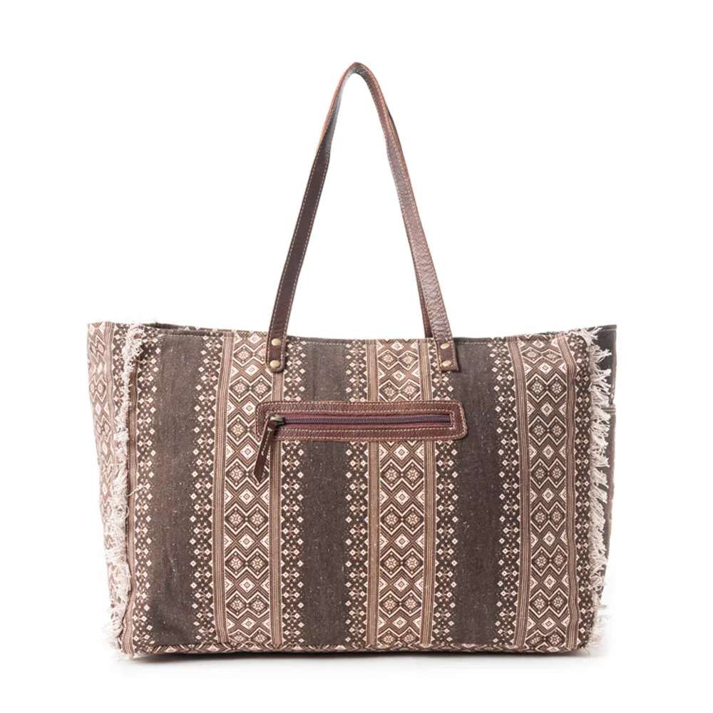 Tribal Spirit Adventure Weekender Bag In Brown sold by Myra Bag product image thumbnail 4