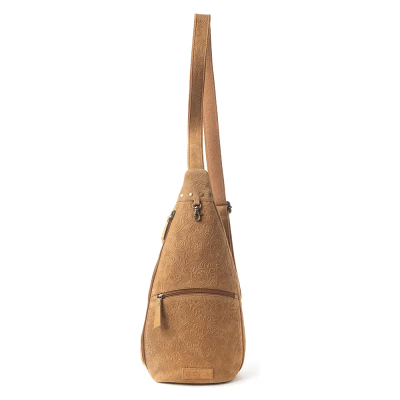 Marigold Scroll Sling Bag In Brown sold by Myra Bag