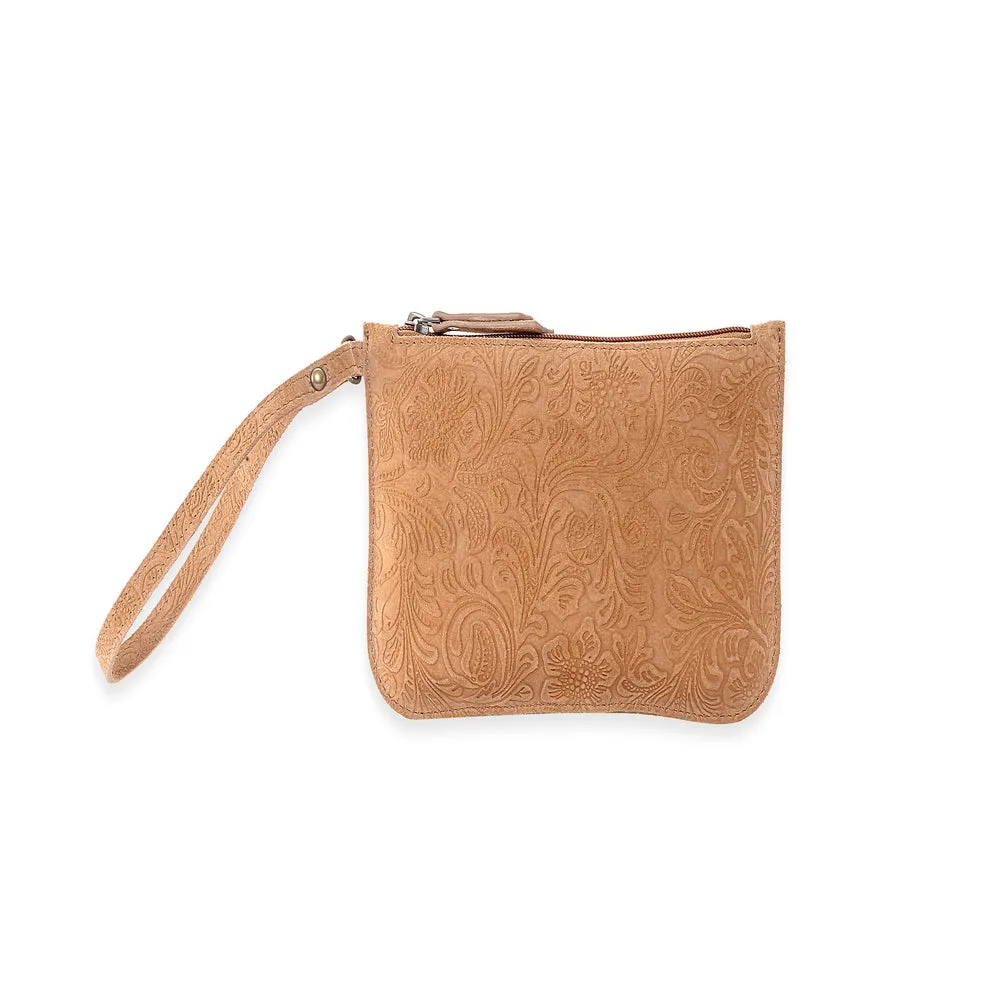 Heritage Scroll Clutch Bag In Brown sold by Myra Bag