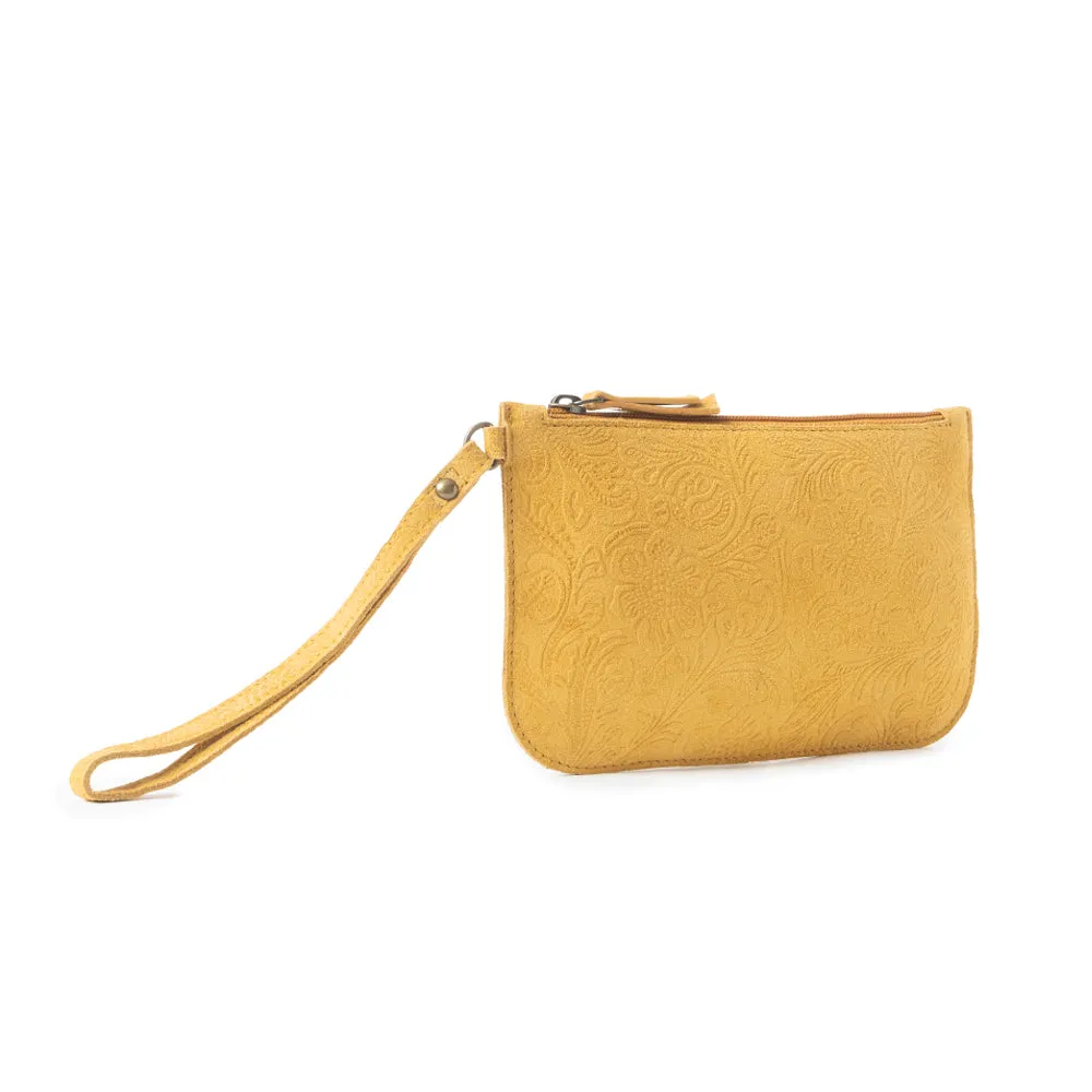 Heritage Scroll Clutch Bag In Mustard sold by Myra Bag product image thumbnail 2