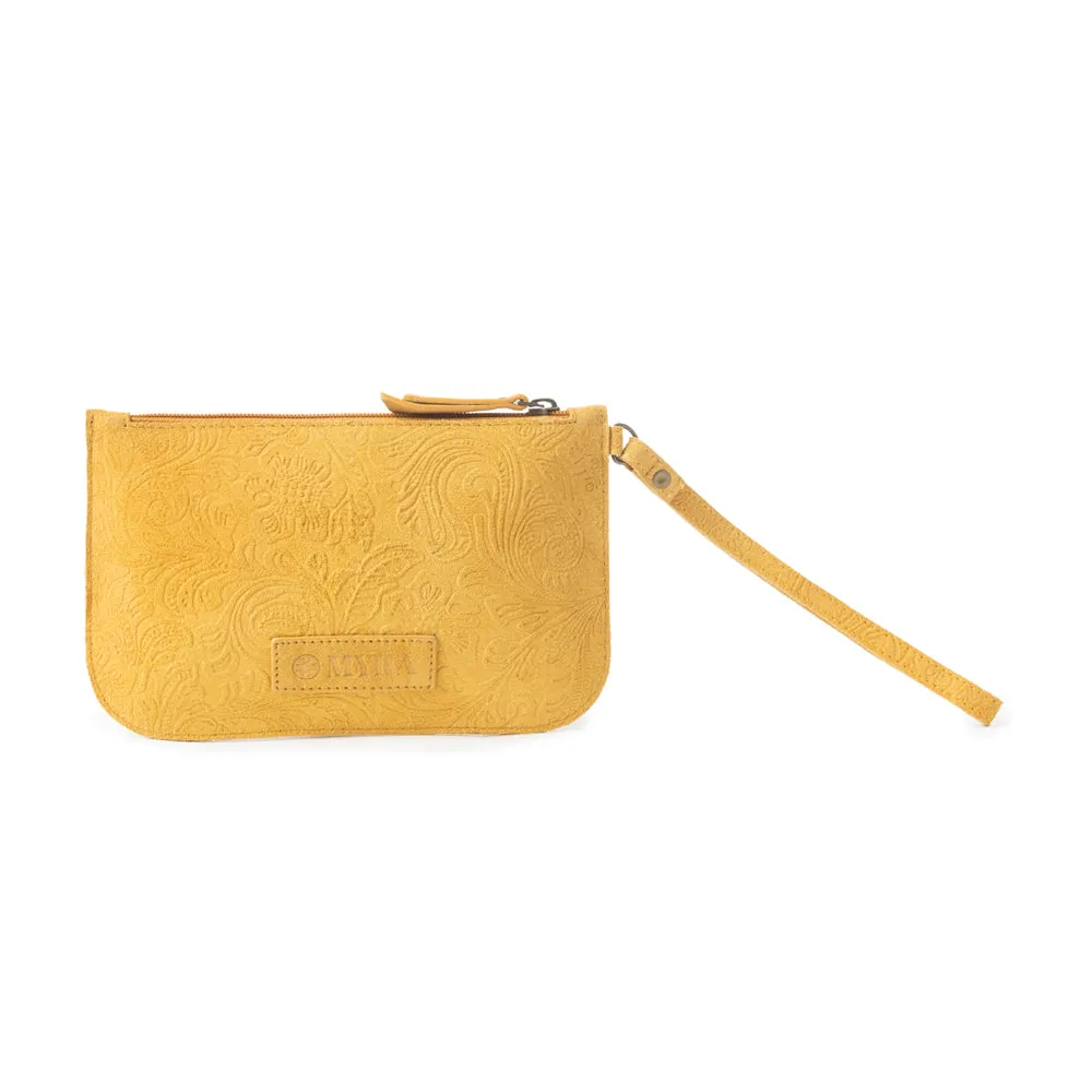 Heritage Scroll Clutch Bag In Mustard sold by Myra Bag product image thumbnail 5