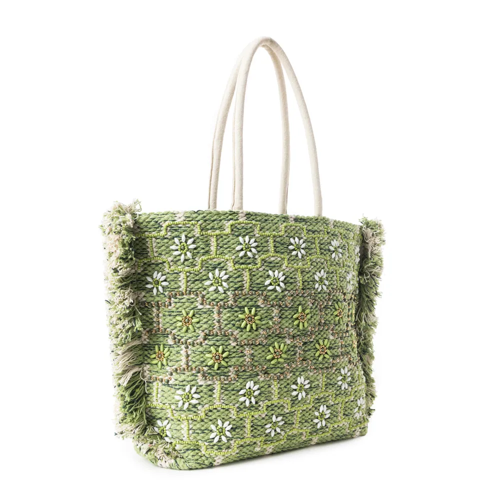 Garden Lattice Carryall Tote Bag In green sold by Myra Bag product image thumbnail 2