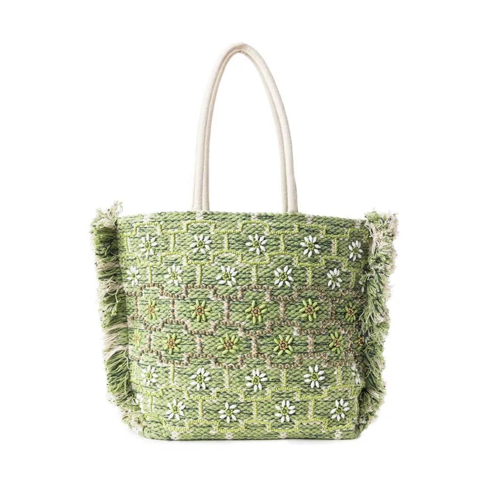Garden Lattice Carryall Tote Bag In green sold by Myra Bag product image thumbnail 3