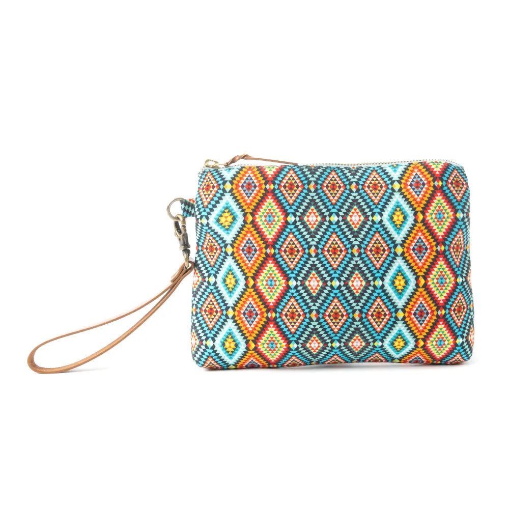 Peace & Serenity Blossoms Clutch Bag in Blue sold by Myra Bag