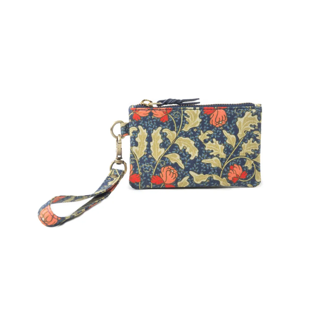 Red Blossoms Coin Purse In Blue sold by Myra Bag