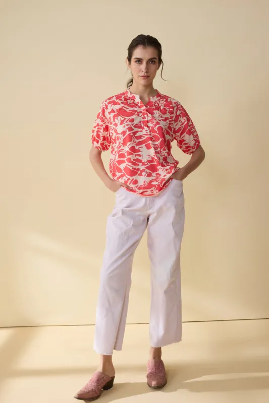 Marguerite's Marvel Pattern Top In Red sold by Myra Bag