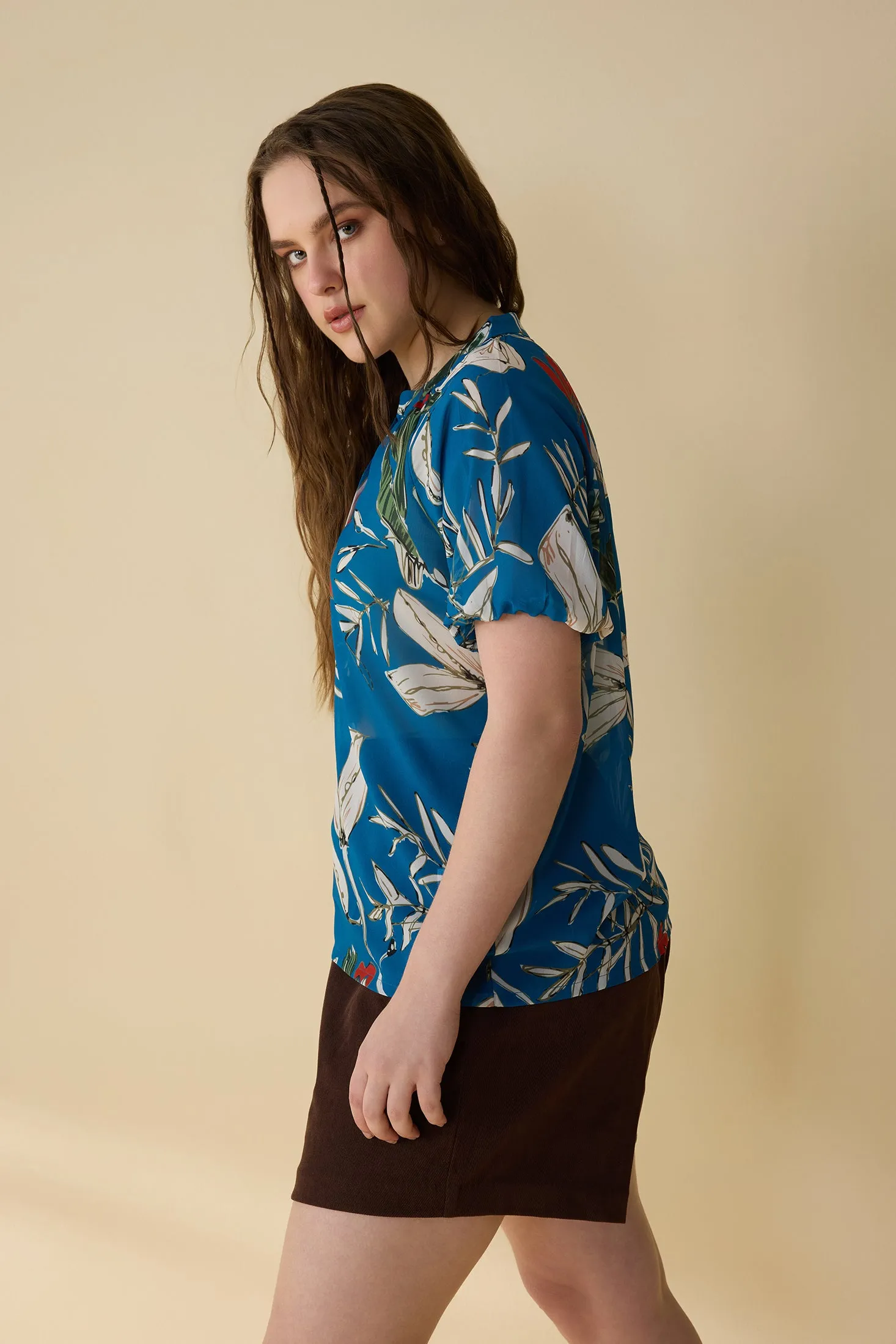 Plumeria Passion Top In Blue sold by Myra Bag product image thumbnail 2