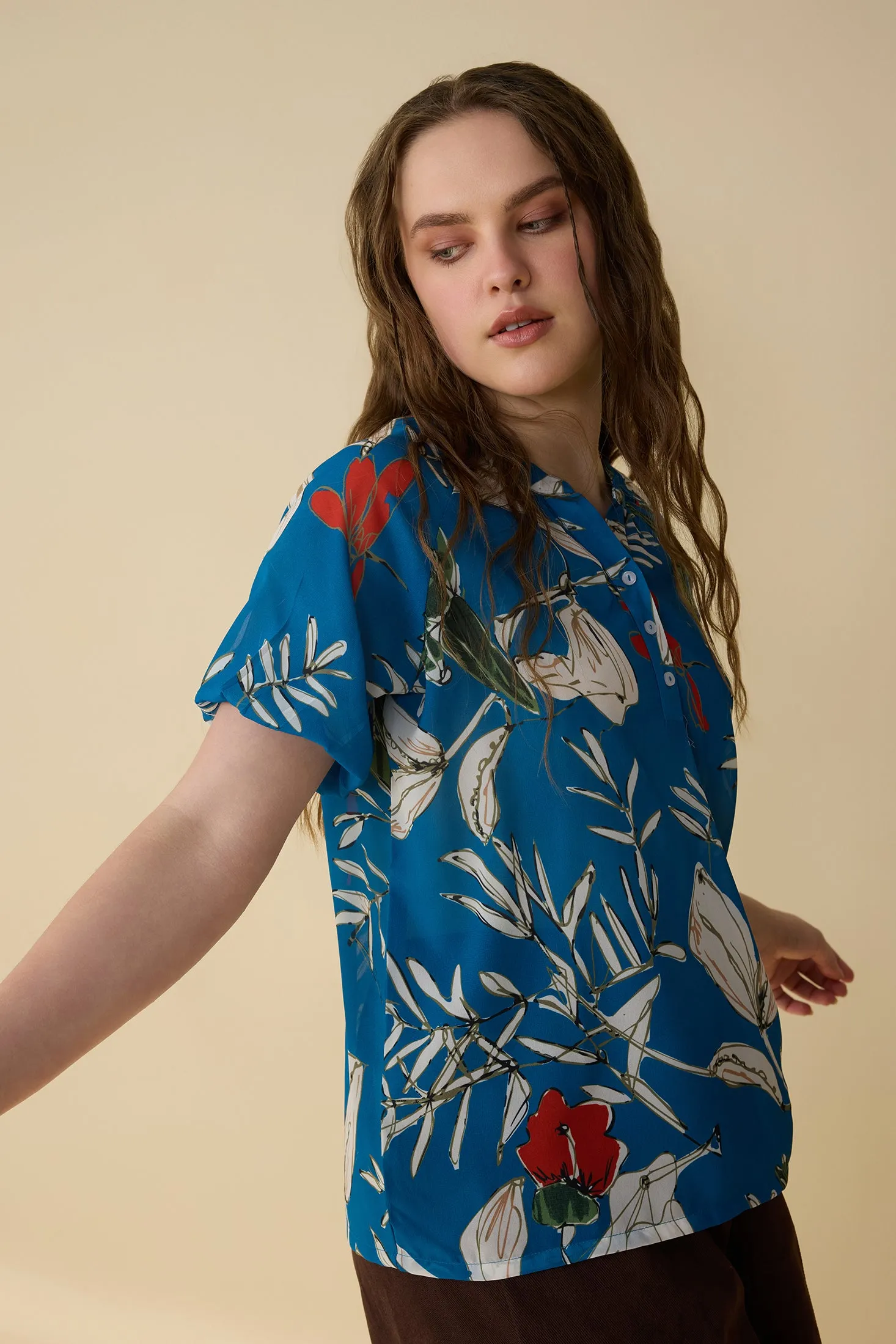 Plumeria Passion Top In Blue sold by Myra Bag product image thumbnail 3