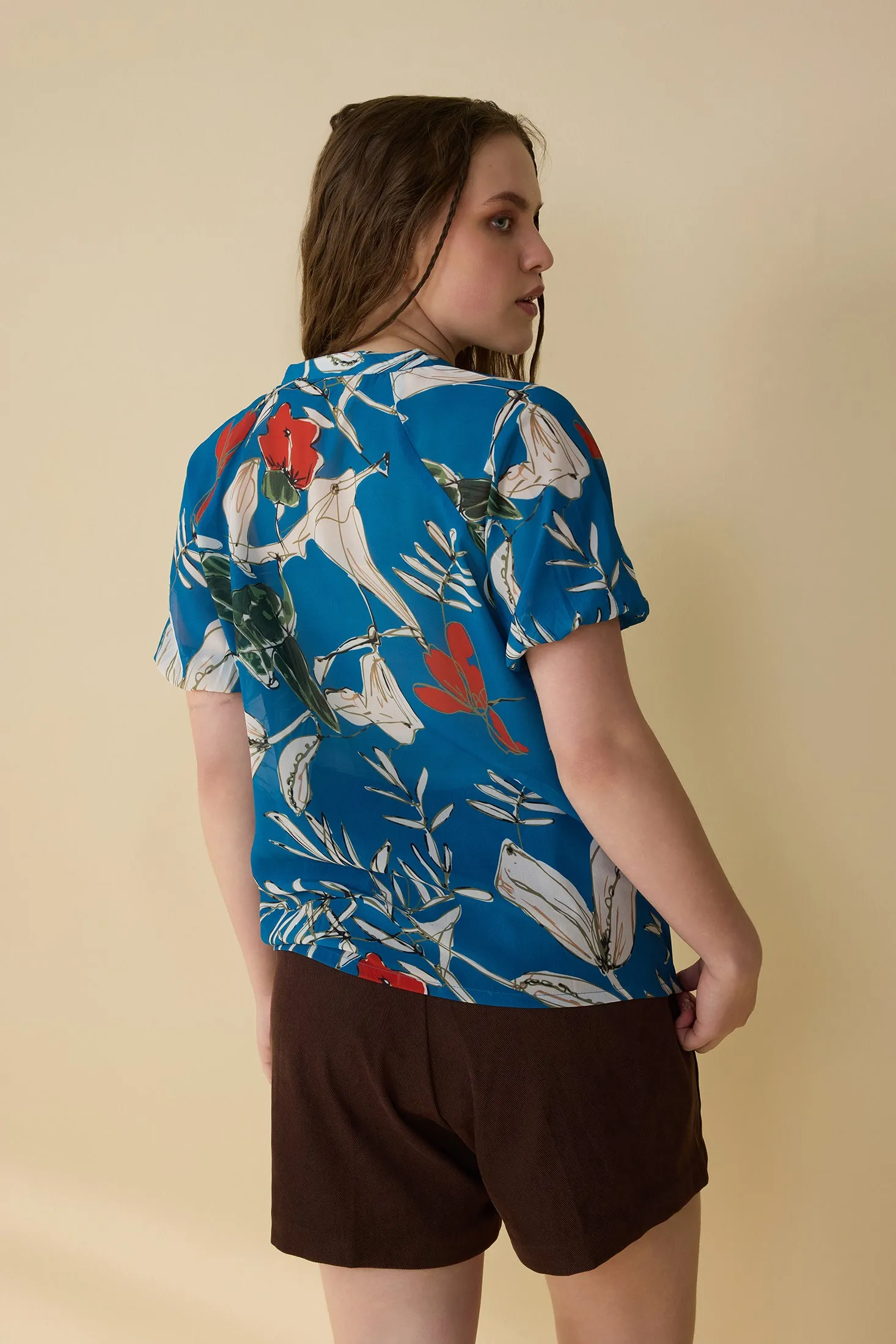 Plumeria Passion Top In Blue sold by Myra Bag product image thumbnail 4